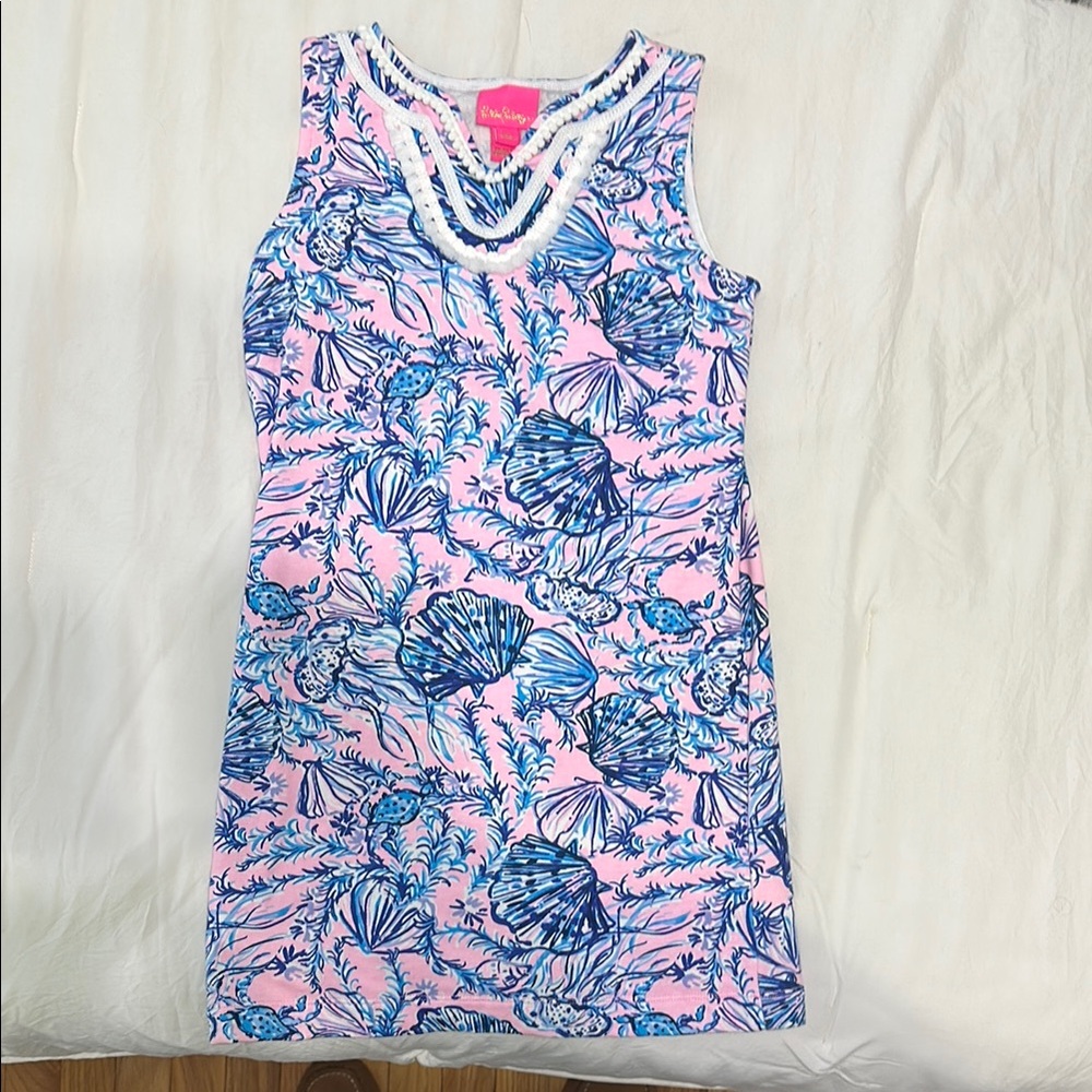 Lilly Pulitzer Pink and Blue Sheath Dress Sleeveless Resort Wear